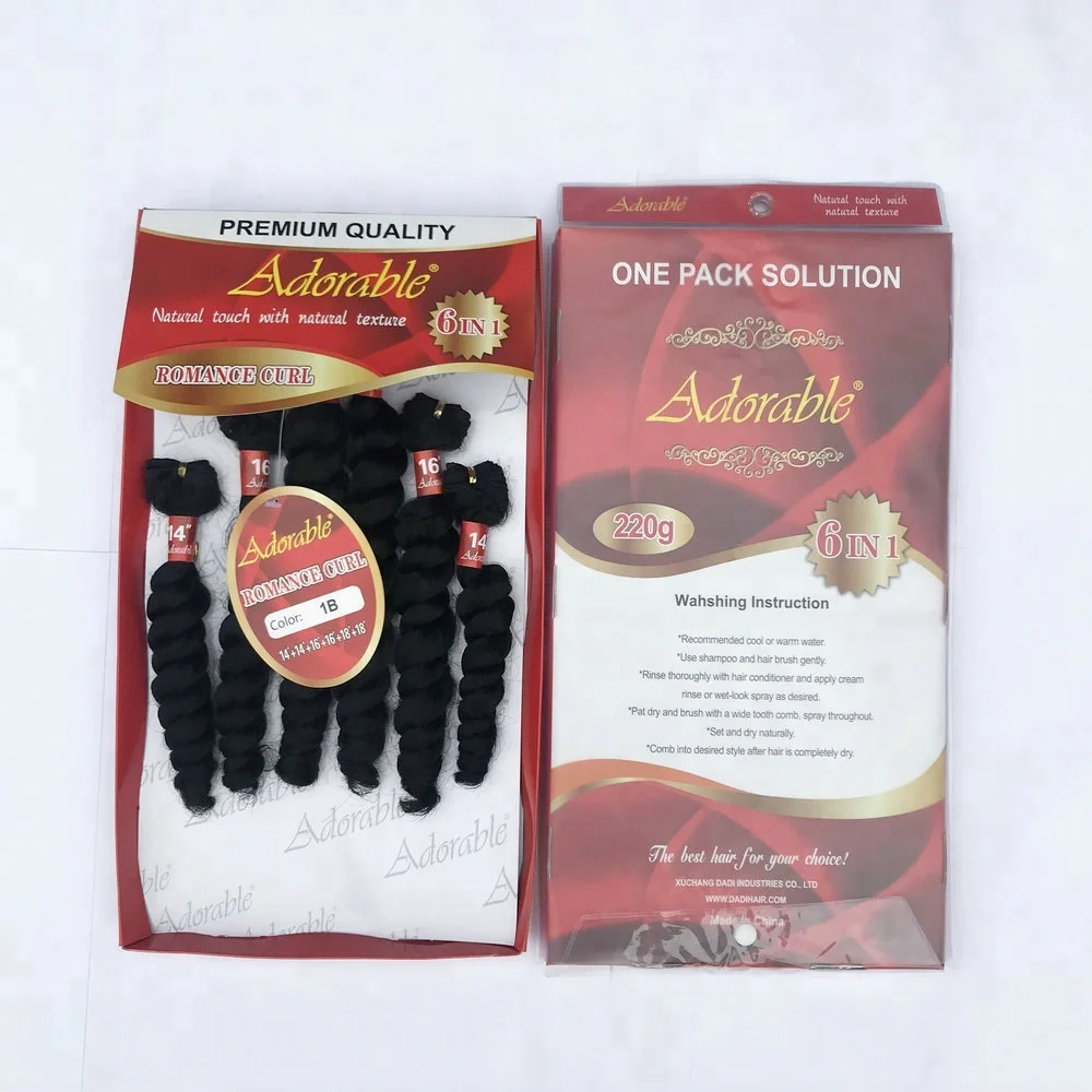 cheap natural color synthetic weave hair packs,synthetic hair bundles in package,romance curl 6pcs loose wave