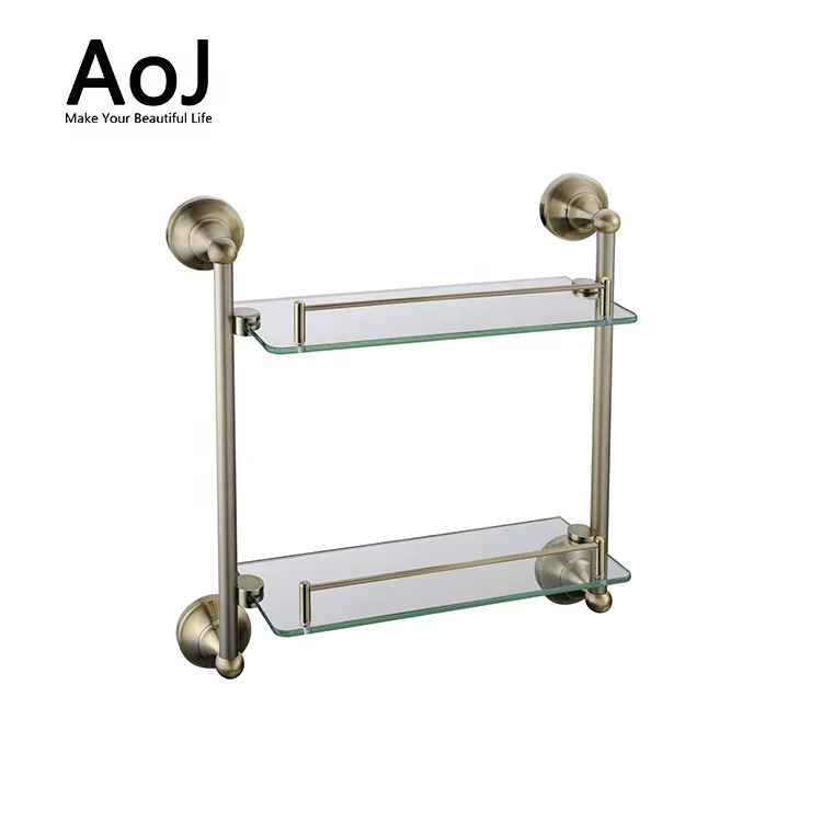 Factory price bath rack shower toilet wall mounted  glass bathroom corner shelf
