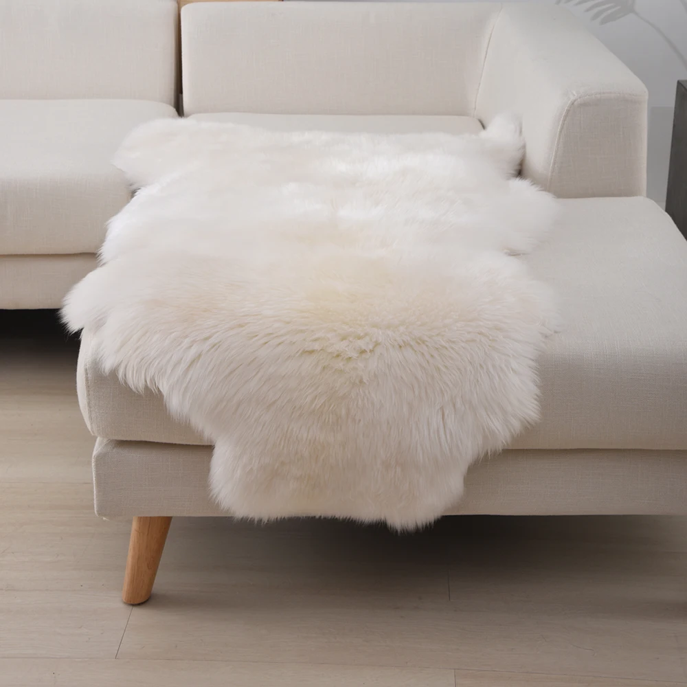
Single Pelt Genuine Dyed Natural Fur Shaggy Sheepskin Area Carpet Rug for Home Decor 