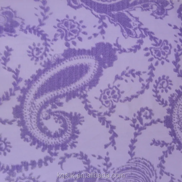 High-end plain dyed/solid stretch burnout silk&rayon/viscose velvet fabric