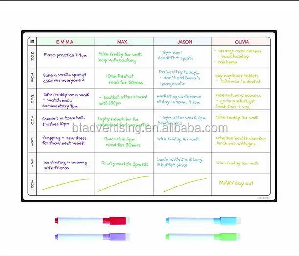 
Meal Planner and Action Plan Whiteboard,Large Magnetic Calendar Ideal For Study Planning, Exams, Chores or Dieting 