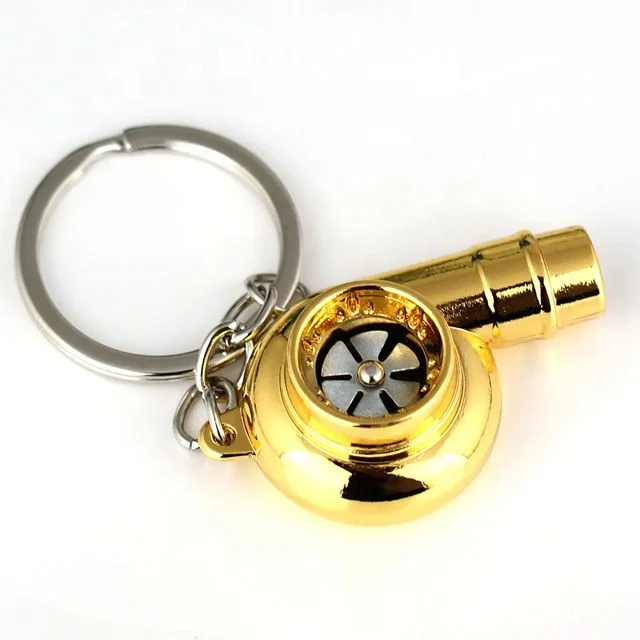 3D Gold Plating car models keychains auto parts turbo keychain with sound