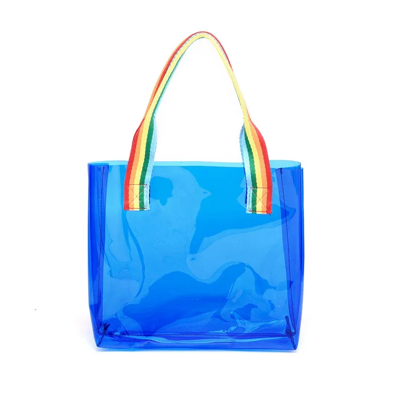 Women Fashion Luxury waterproof Jelly Tote  Clear PVC Beach Bag