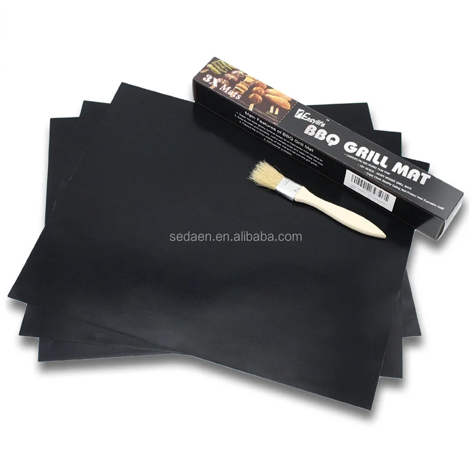 DOUBLE SIZED BBQ GRILL MAT Non-Stick 650 Degree Baking Heavy Duty Reusable Oven Liner PTFE Barbecue Sheets 15.75 x 13 inches