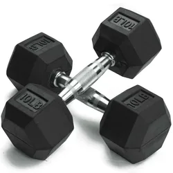 China Gym fitness equipment Chromed and Knurled 33 mm Steel Grip Rubber Covered Hex Dumbbells for Gym Training