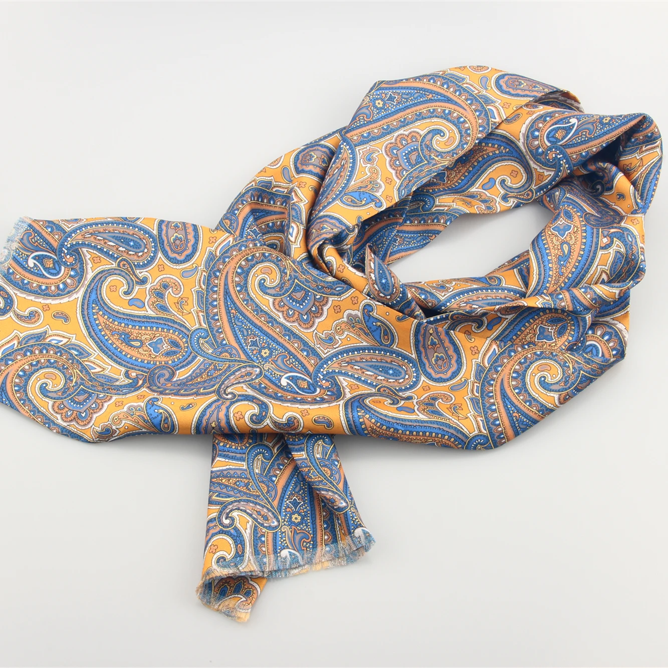 Paisley Floral Screen Digital Printing Mens 100% Pure Silk Scarf Custom