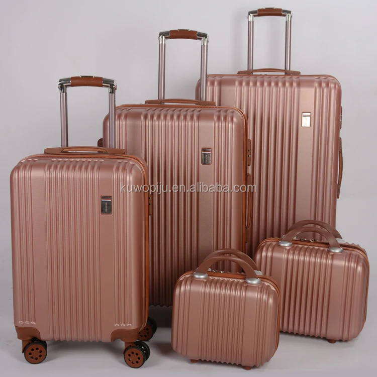 5-Piece Travel Set - Black hard side luggage Spinner 4 wheels trolley abs plastic trolly suitcase