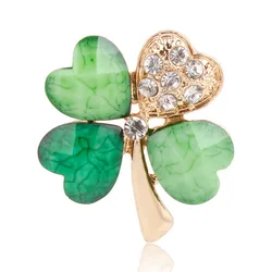 Weiman Jewelry Factory Direct Sale Green Four Leaf Clover Irish Shamrock Luck Brooches and Lapel Pins Jewelry Gifts for Her