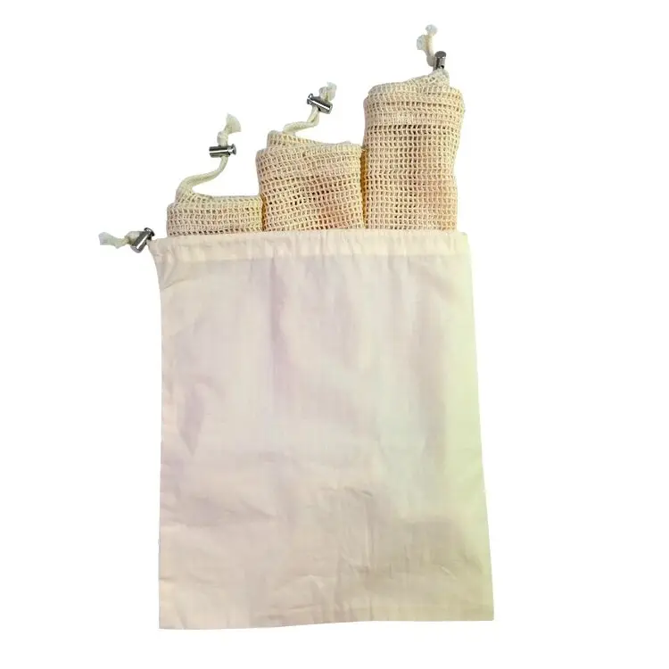 Reusable 100% cotton mesh produce bags for shopping/grocery fruit vegetable 36*40cm