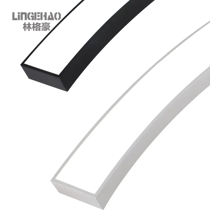 High quality aluminum arc curve arc ellipse large LED combination chandelier with customized shape volume width