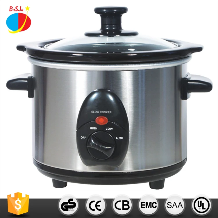 GS CE approved high quality red stainless steel housing electric ceramic stew pot slow cooker 1.5L 3.5L 6.0L for baby cooking