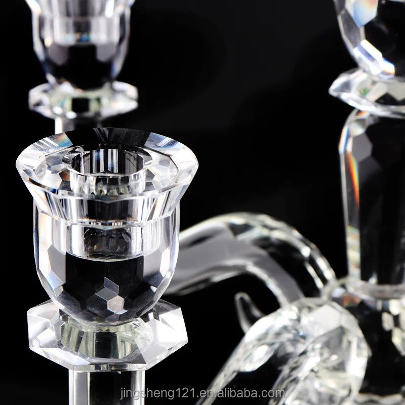 Europe Regional Feature 5 Arms Glass Crystal Candelabra For Wedding Decor