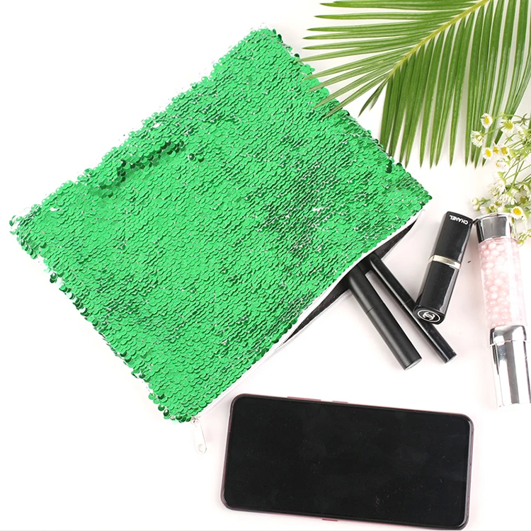 Factory customized hot style reversible bling sequin glitter makeup cosmetic bag