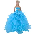 E TING Handmade Dolls Clothes Blue Lace Wedding Dress Party Gown For Barbie Dolls S