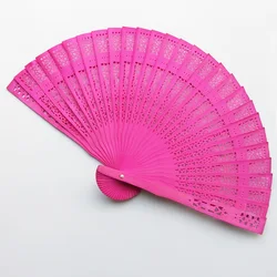 Colored Chinese Traditional Wedding Wooden Fan Black Handle Sandalwood Fan