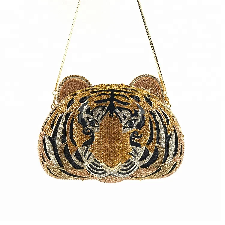 
China online shopping tiger Shape crystal clutch evening bags OC3715 