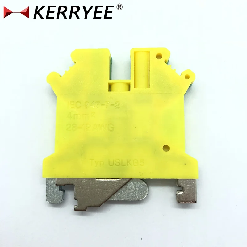 4mm2 grounding earth terminal block ground din rail UK SLKG5/4