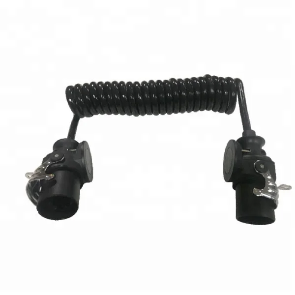 24V 7 pin EBS plastic trailer parts european adapter trailer plugs with spring cable