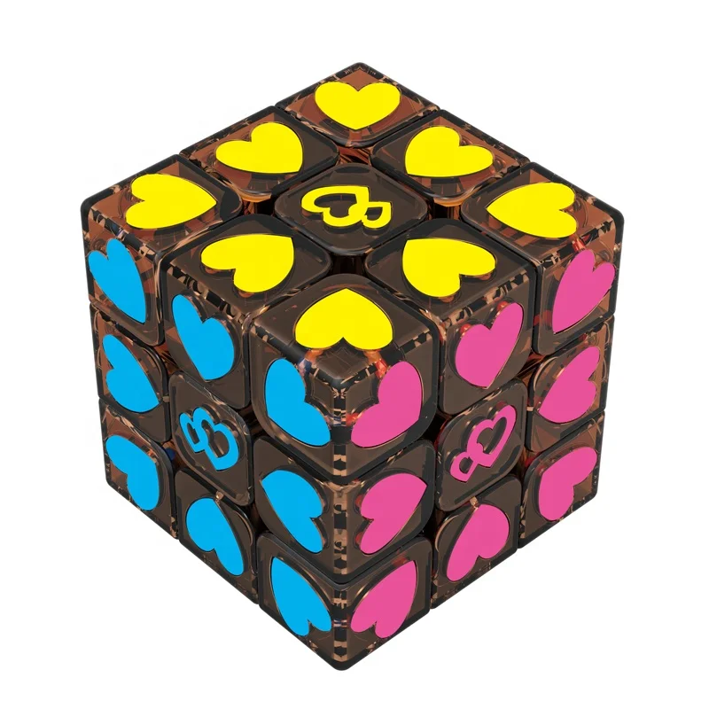 3x3 unique heart transparent 5.7cm iq puzzle toy magical cube speed for kids