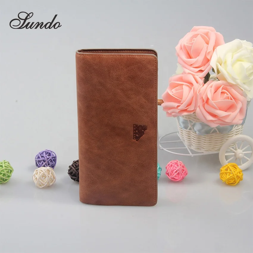 Vintage Genuine Leather RFID Blocking Long Wallets Bifold Wallet For Men