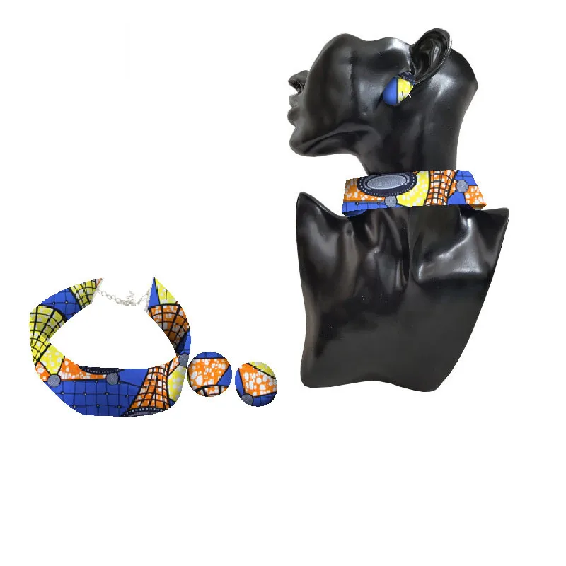 African Ankara Handmade Chokers Necklace Earrings African Print Choker Bold Tribal Ethnic Fabric Choker Necklace Gift WYX08