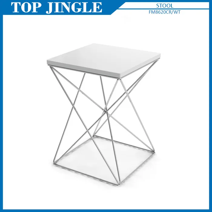 Foldable Plastic Cross Design Square Cushion Stool for Living Room