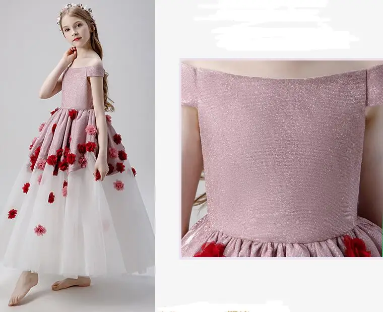 2019 factory price kids girl fashion korean party dress good quality elegant beautiful flower big girls party dress