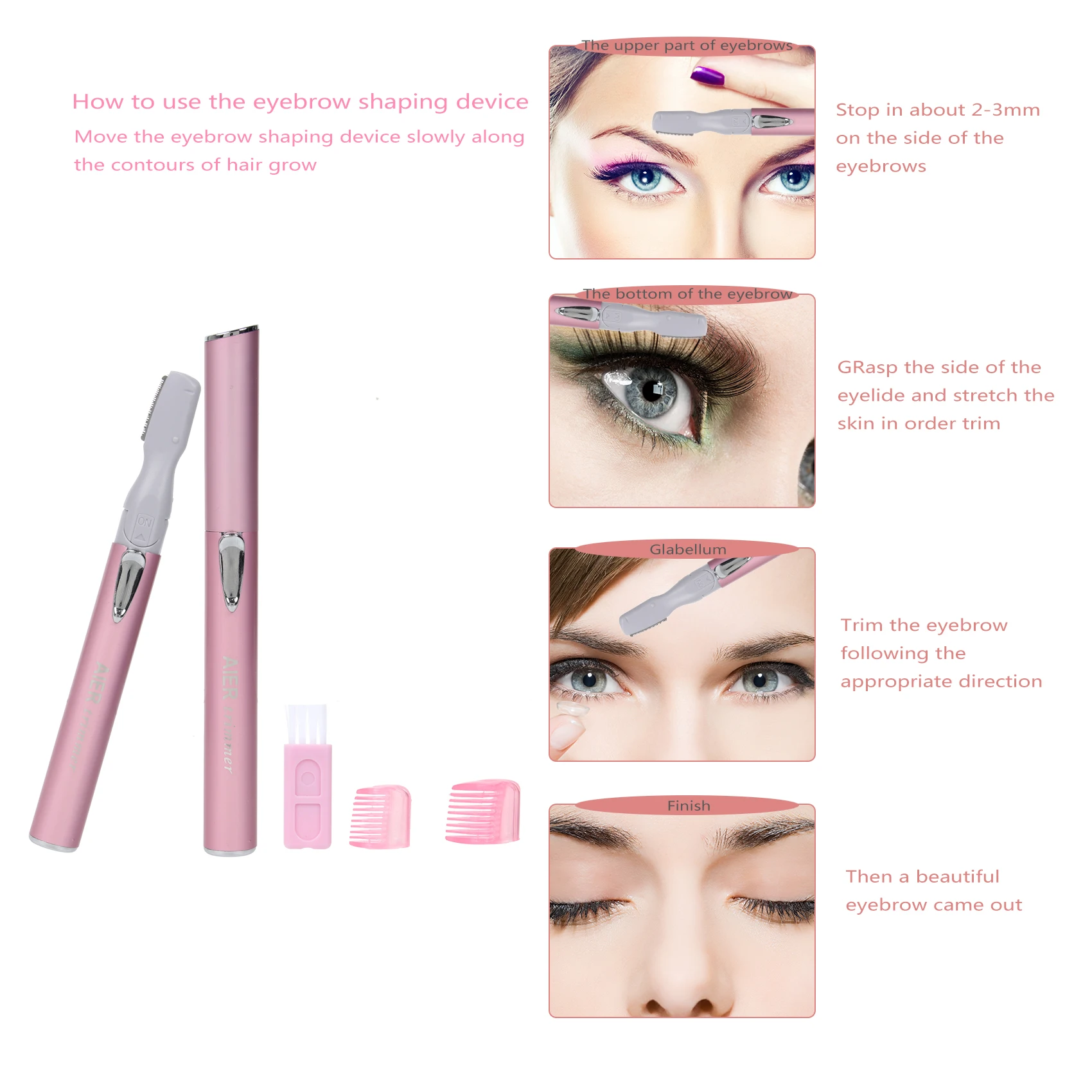 CNAIER electrical AE-812 multi-functions eyebrow trimmer mini lady eyebrow hair shaver