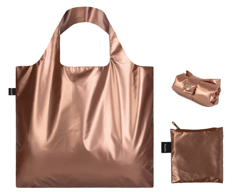 Sunny Century 2020 NEW Polyester Greatly Fasten Promotion Metallic Fabric Shiny Tote RPET Shopping Bags