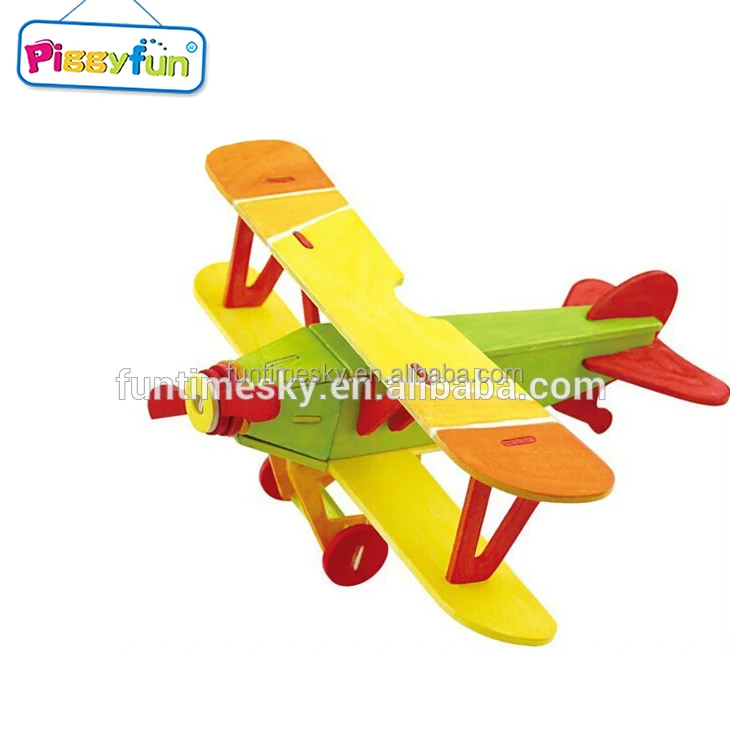 High Quality Educational DIY Wooden 3d Puzzle AT11398 Wood Toy Plane