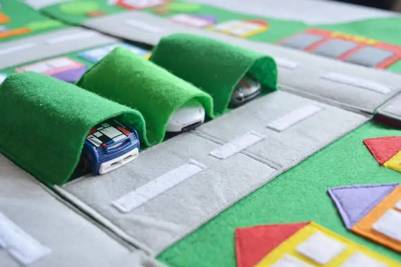 Felt car play mat Kids felt play scenes road felt play mat