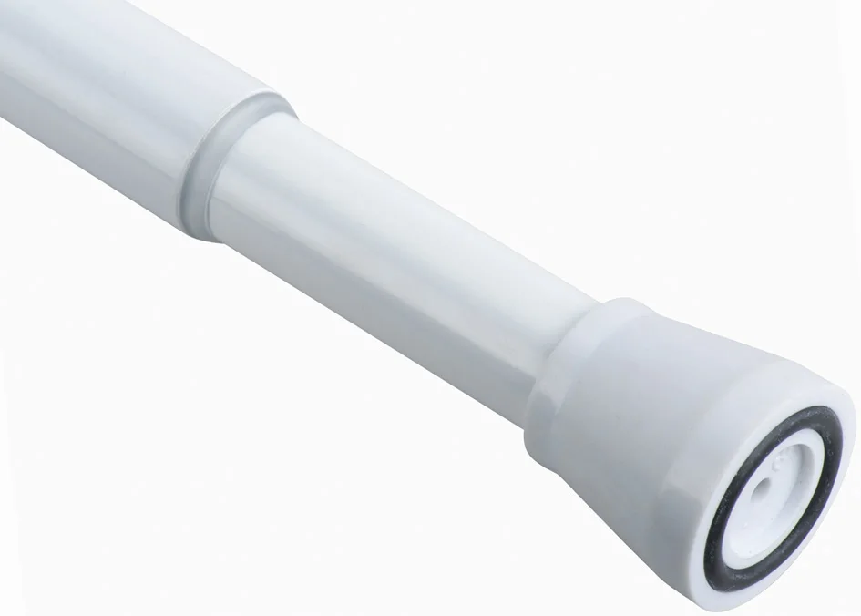 Flat extendable aluminum with chrome color one way shower curtain rod in good quality