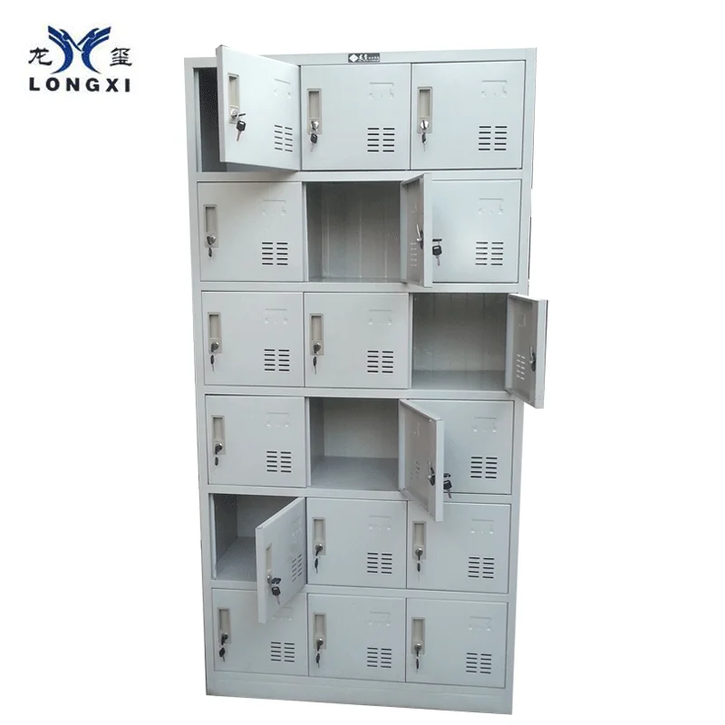 
18 Doors Stainless Steel Staff Lockers / storage wardrobe cabinet locker with eletronic induction or common lock 