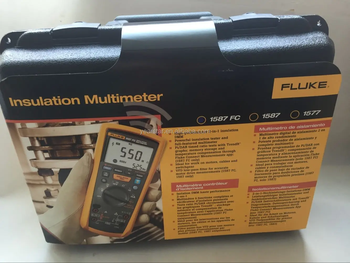 Three year warranty Large display with backlight Rugged utility hard case Fluke 1587FC Fluke Digital Megger
