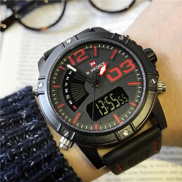 NAVIFORCE 9095 BOLBN мужские модные спортивные часы водонепроницаемые наручные часы цифровые