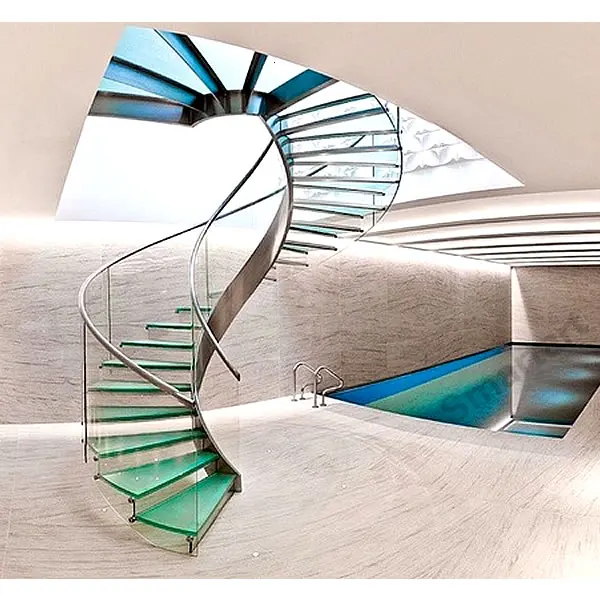 Smartart 2022  Indoor tempered glass circular staircase /outdoor fiberglass stair steps lowes