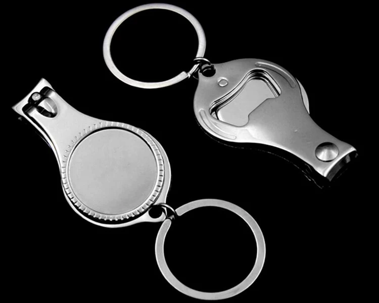 Складной ручной нож для ногтей, открывалка, брелок, хорошее качество, нержавеющая сталь, металлический круглый нож для ногтей с открывалкой для бутылок, брелок