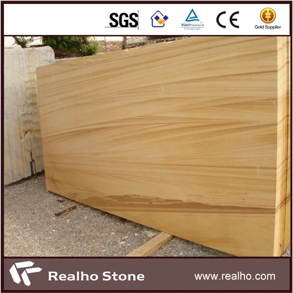 Popular India Yellow Teak Wooden Sandstone Slab