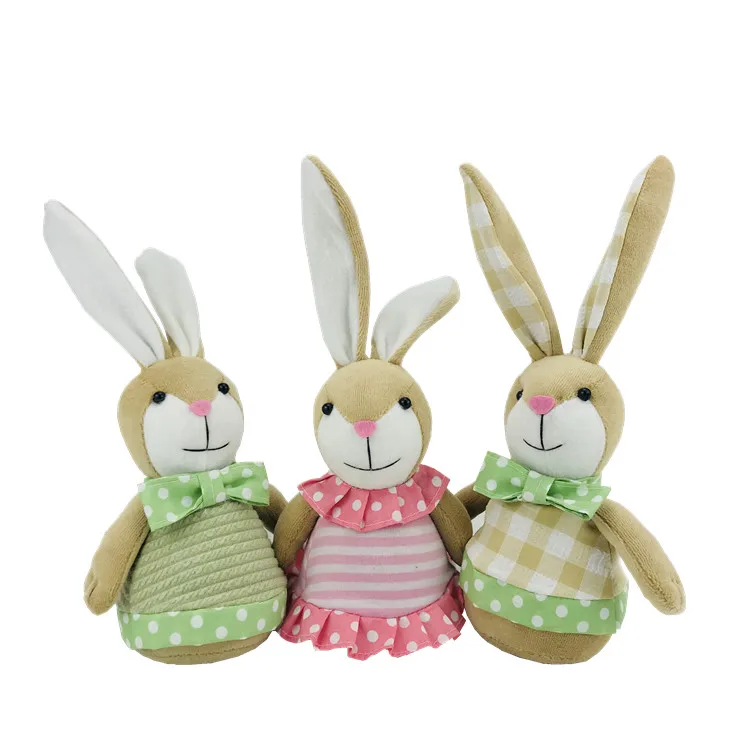 Wholesale Soft Easter Home Decorations Long Ear Rabbit Stuffed Fabric Easter Decorative Bunny Easter Ornaments