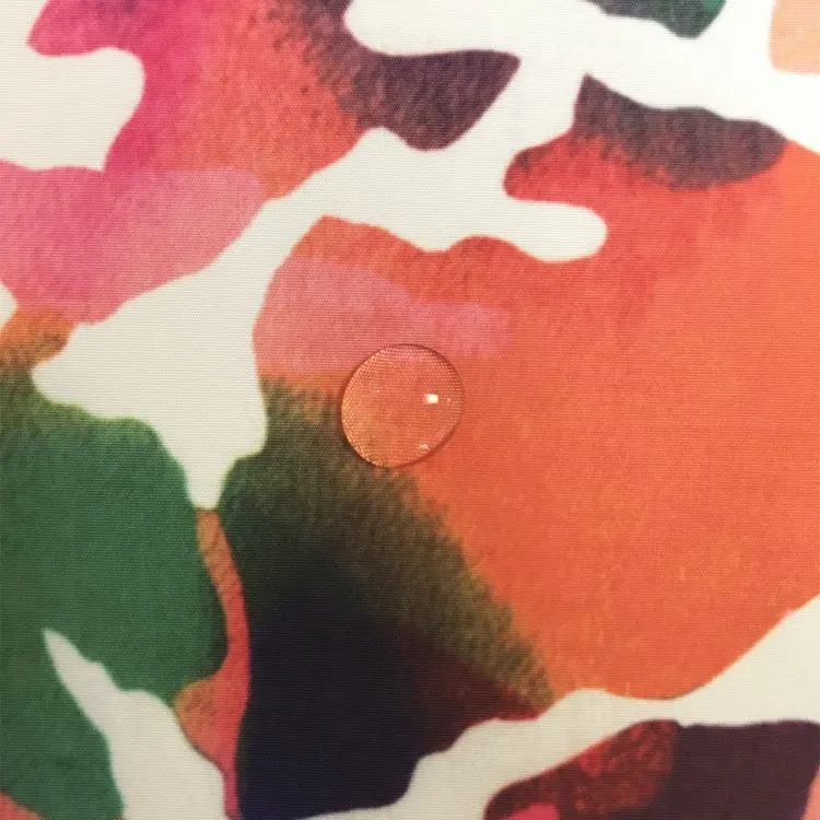 2024 new stay Waterproof camo print 100%polyester txtile taslon fabric with PU milky film coated breathable  for luggage leather