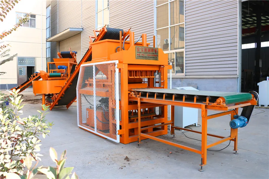 HBY4-10 Automatic Hydraulic Press Machine for Making Clay Mud Interlocking Block Bricks 220V With Mold and Bearing