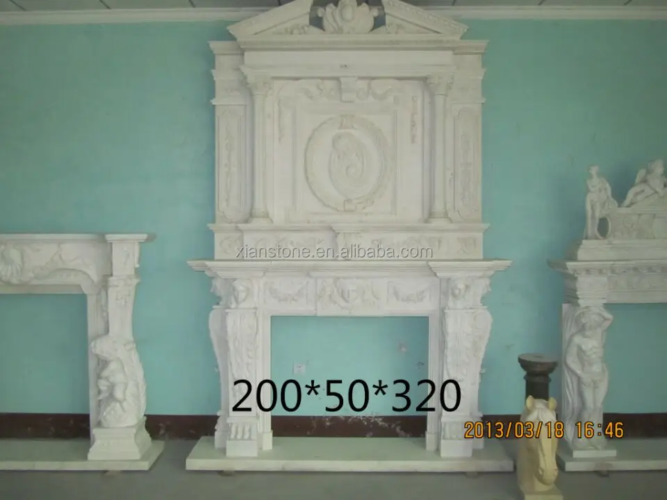 High polished indoor decoration marble stone fireplace mantel
