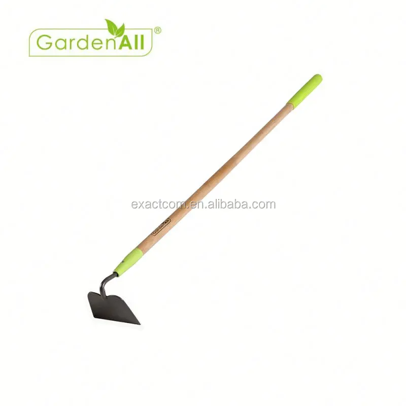 forged garden hoe with wood handle