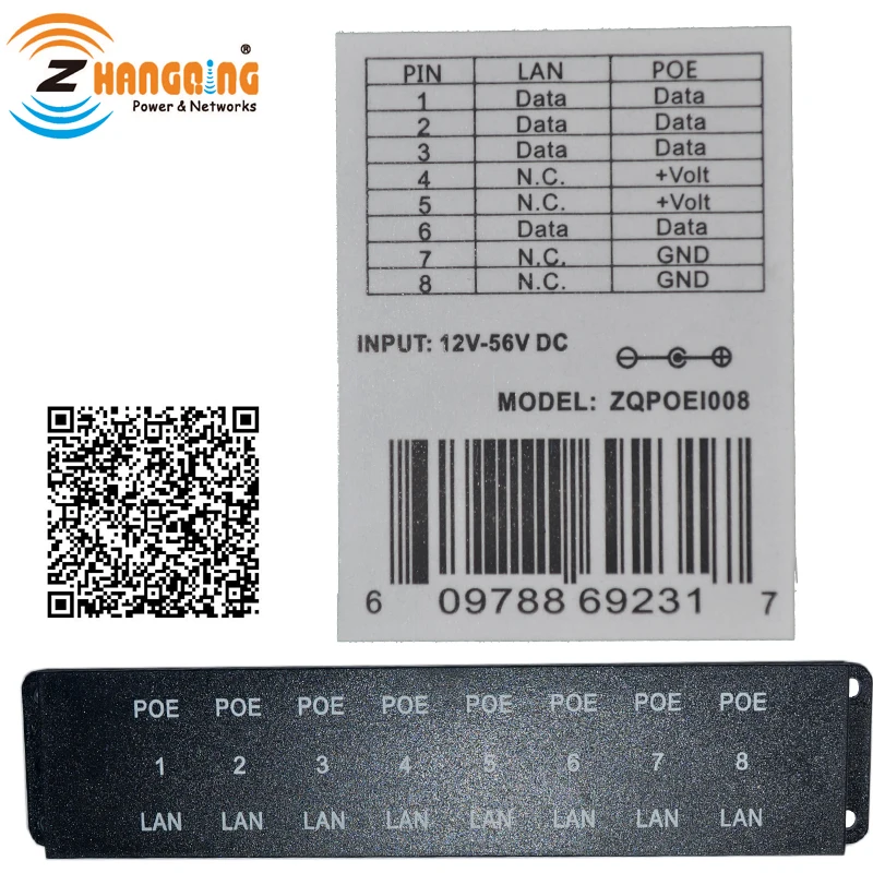 Passive 24v 60w 8 port poe injector for 24 volt Powered Devices
