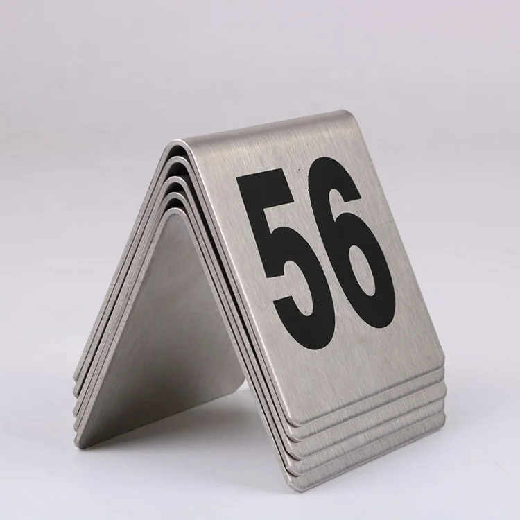 Hotel restaurant menu card table and desk rectangle Metal number card