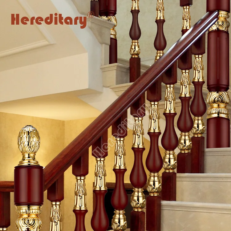 Interior decoration brass stair rod and copper clip wood stair railing