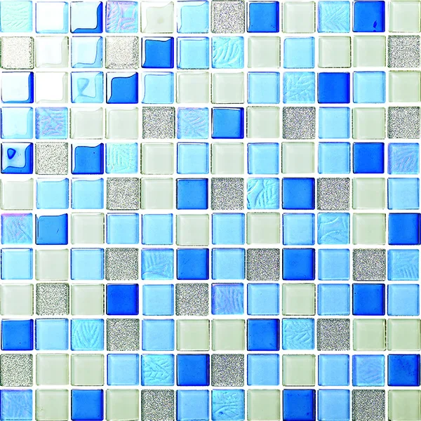 Сине-белая мозаичная стена и напольная плитка для