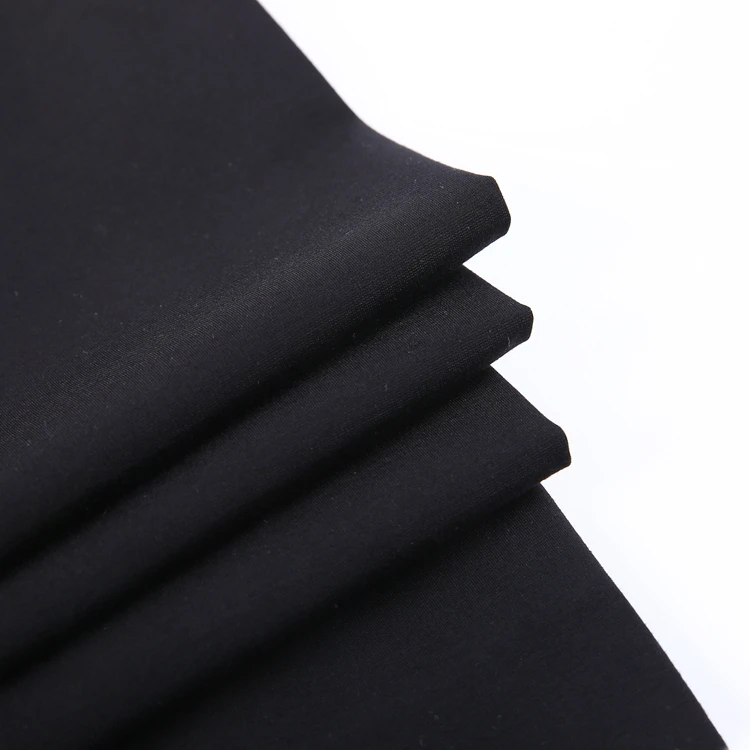 
Newest garment material textile black plain dyed tr punto nr roma fabric for pants 