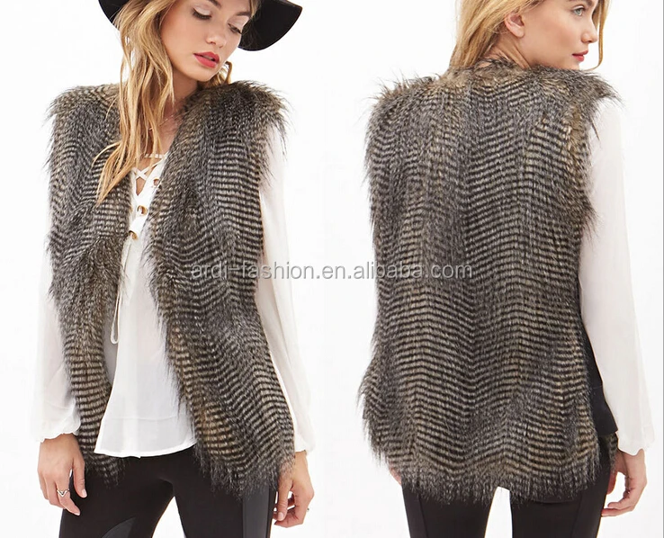 top quality warm winter natural fur vest ladies faux ostrich fur vest