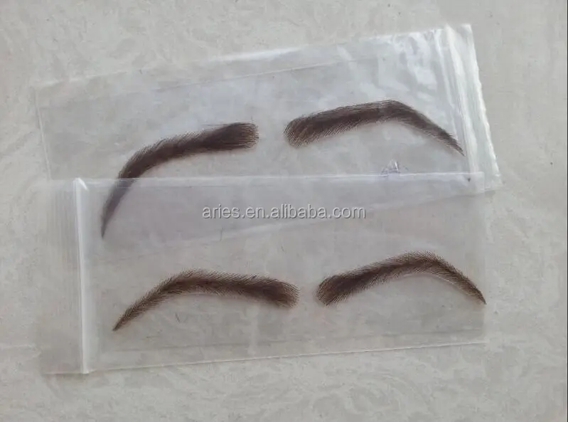 man style 1 pair false eyebrows fake eyebrow sticker 100% human hair hand made nautre looking black eyelash extension